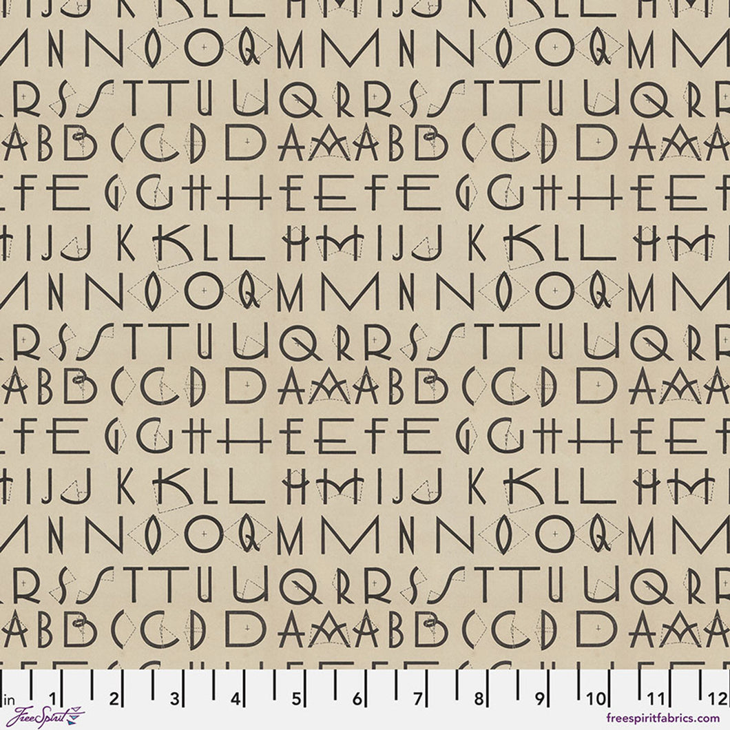 Tim Holtz Freespirit Fabric Charcoal Typeography  (PWTH314.CHARCOAL)