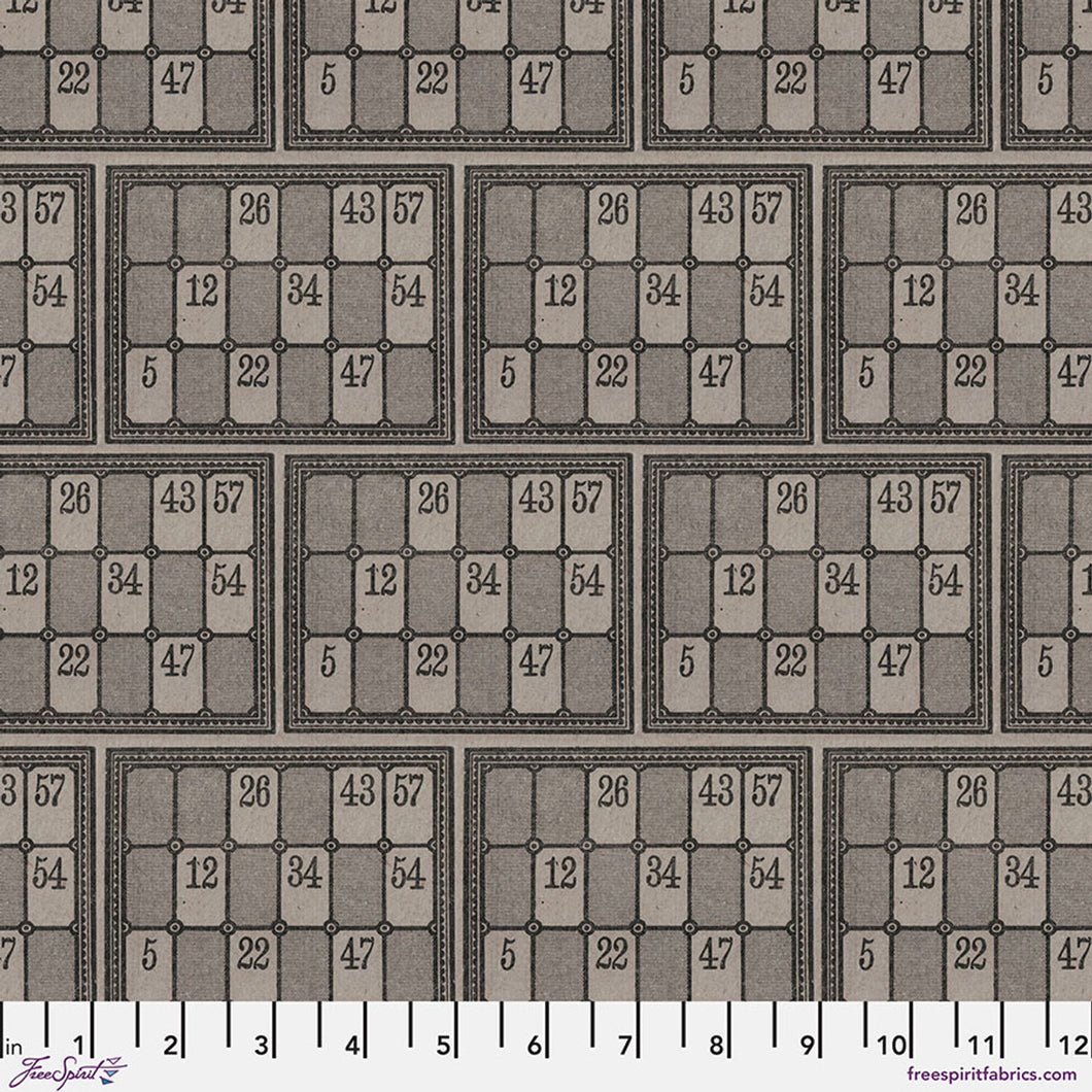 Tim Holtz Freespirit Fabric Charcoal Numbers  (PWTH316.CHARCOAL)
