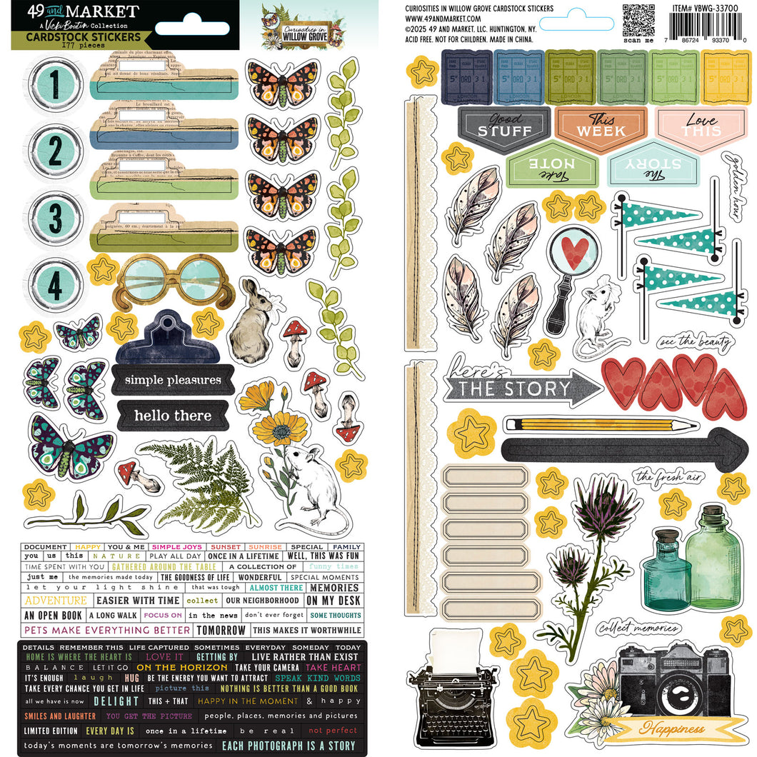 49 and Market Curiosities in Willow Grove Cardstock Stickers (VBWG-33700)
