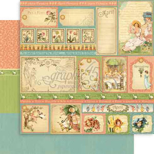 Graphic 45 12" x 12" Scrapbook Paper Place In Time April Cut Aparts