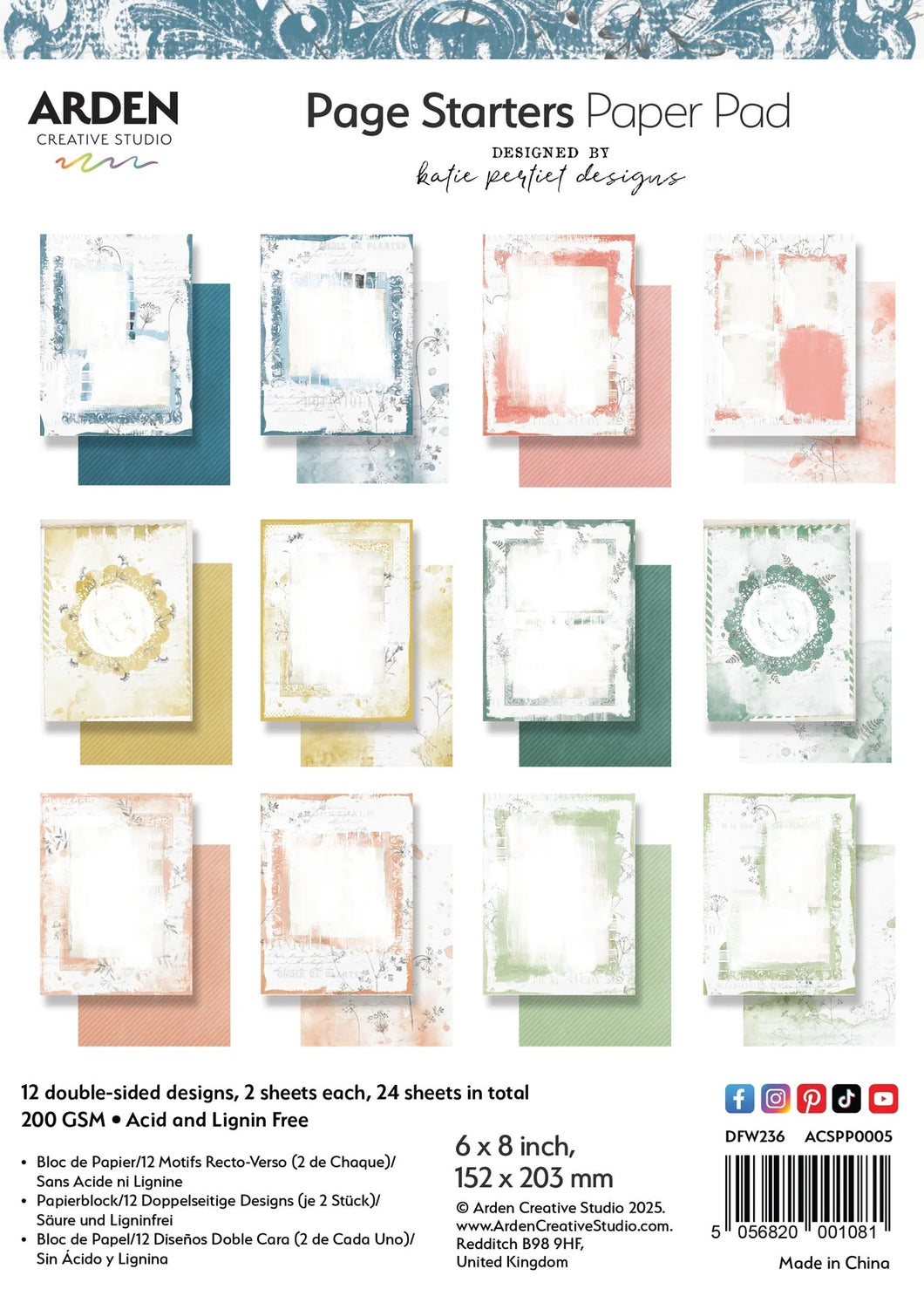 Arden Creative Studio Page Starters 6in x 8in Paper Pad (ACSPP0005)