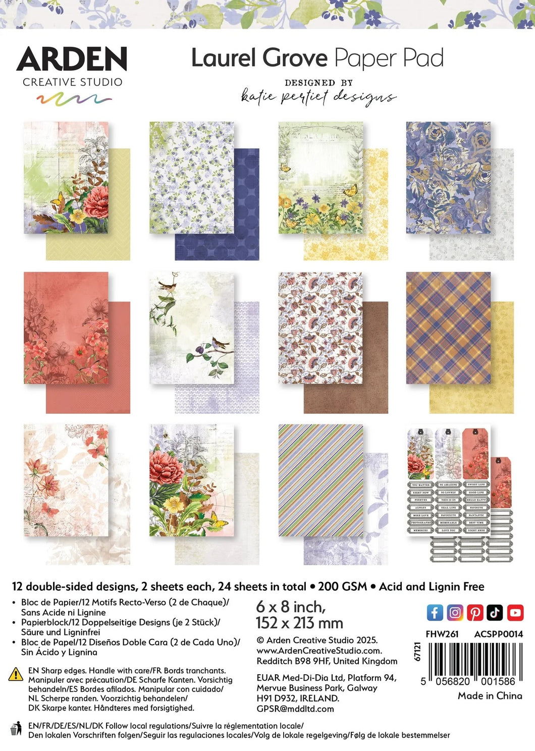 Arden Creative Studio Laurel Grove 6in x 8in Paper Pack (ACSPP0014 )