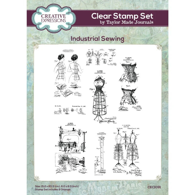 Creative Expressions Clear Stamp Set Industrial Sewing designed by Taylor Made Journals (CEC1091)