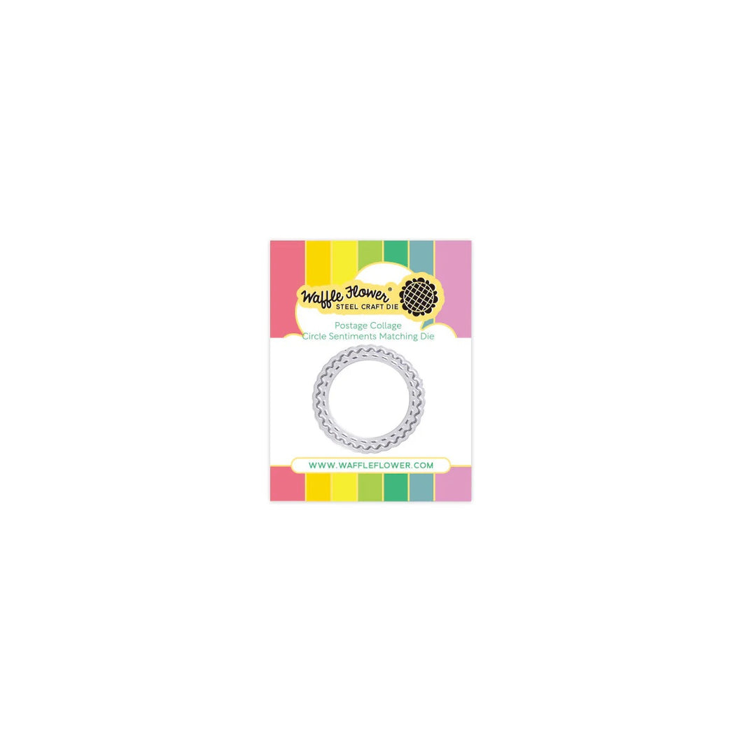 Waffle Flower Stamps- Postage Collage Circle Sentiments matching Die