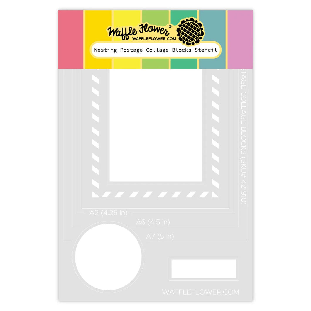 Waffle Flower Nesting Postage Collage Blocks Stencil