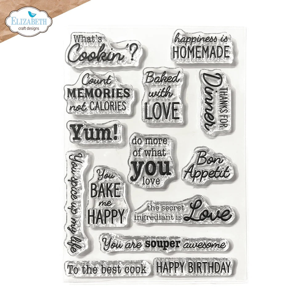 Elizabeth Craft Designs Living it Up In the Kitchen sentiments Stamp (CS423)