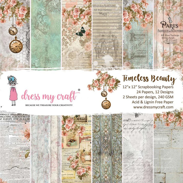 Dress my Craft Timeless Beauty 12x12 Scrapbook Paper
