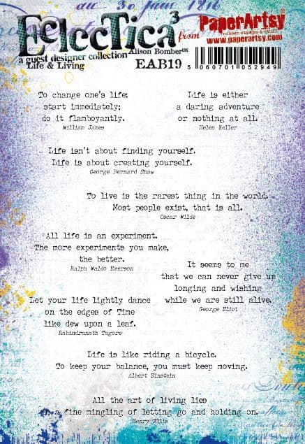 PaperArtsy Electica3 Rubber Stamp Life & Living by Alison Bomber (EAB19)