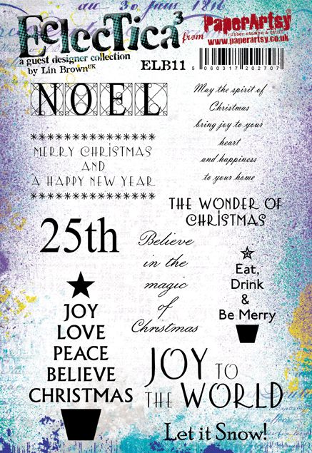 PaperArtsy Eclectica3 Rubber Stamp Set Joy to the World by Lin Brown (ELB11)
