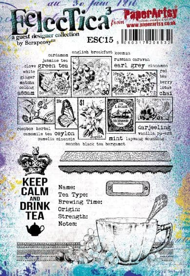 Paper Artsy Stamp Set Keep Calm and Drink Tea designed by Scrapcosy (ESC15)