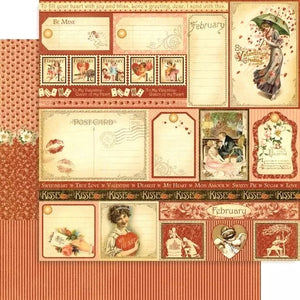 Graphic 45 12" x 12" Scrapbook Paper Place In Time February Cut Aparts