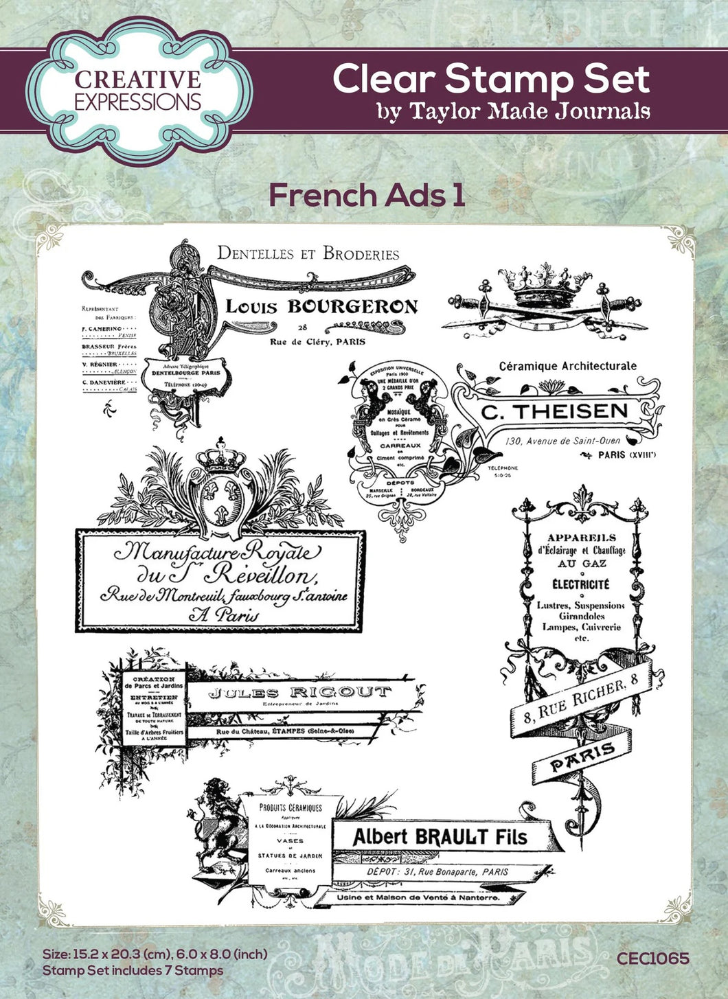 Creative Expressions Clear Stamp Set French Ads designed by Taylor Made Journals (CEC1065