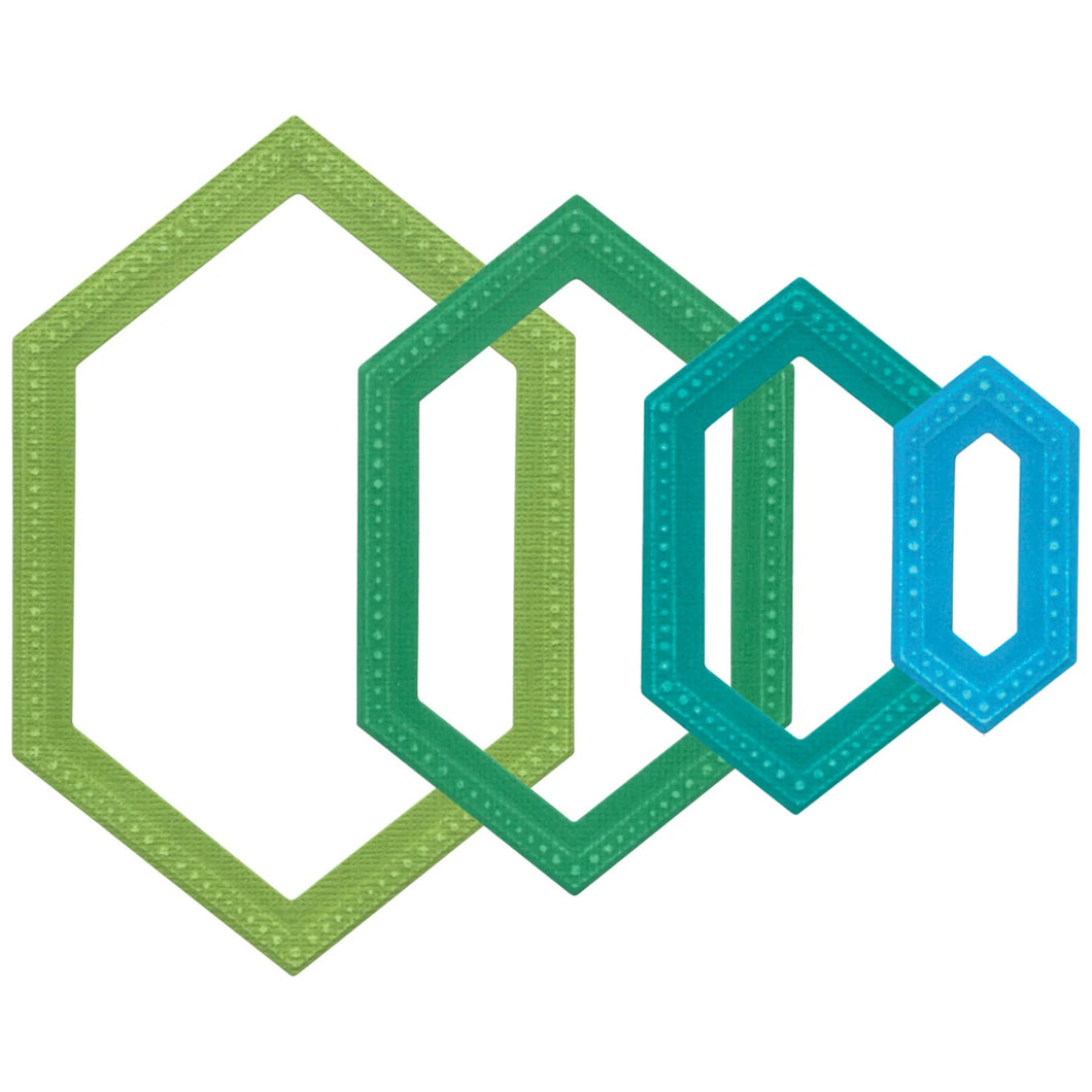 Sizzix Framelits Die Set 10PK - Fanciful Framelits Reversed, Belinda Stitched Hexagons