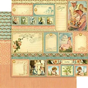 Graphic 45 12" x 12" Scrapbook Paper Place In Time June Cut Aparts