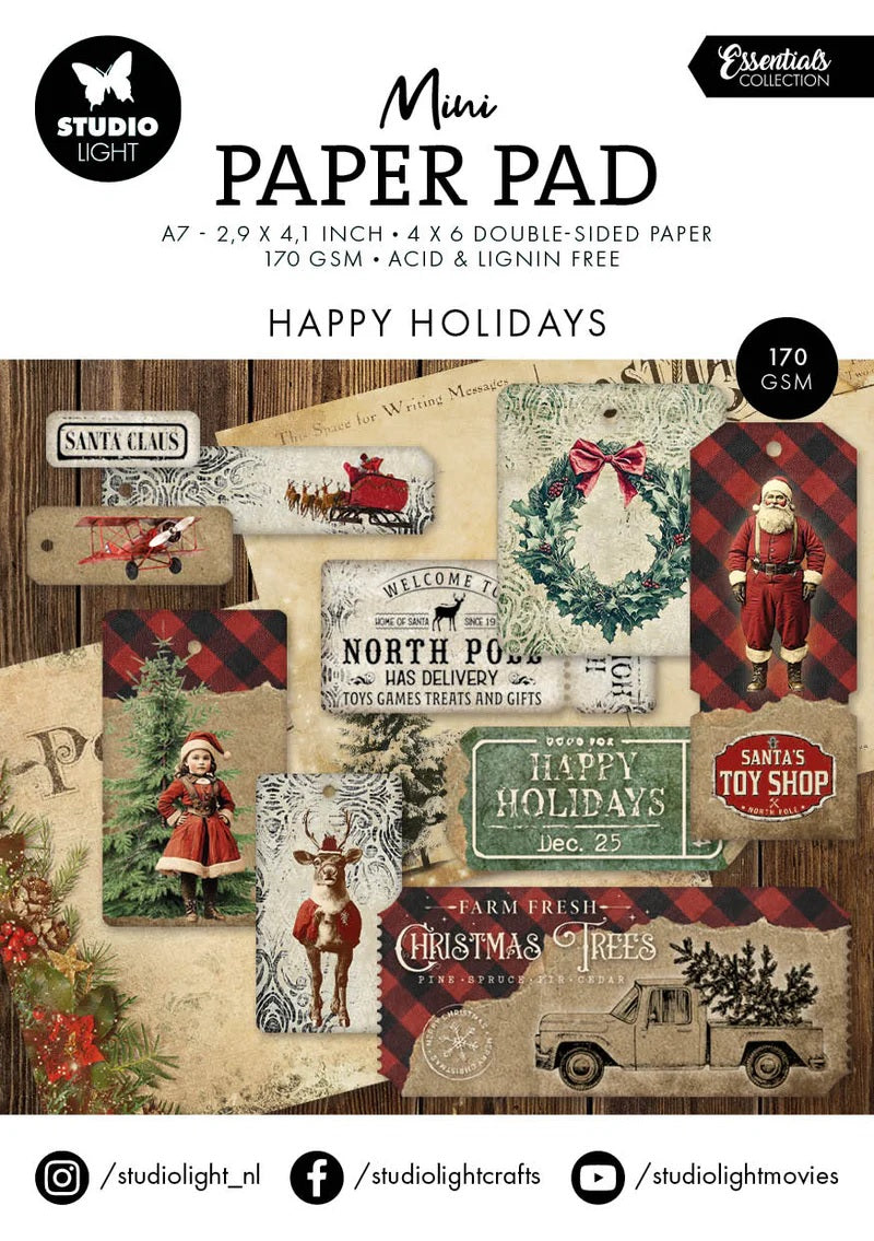 Studio Light Mini Paper Pad Happy Holidays Essentials 24 Sheets (SL-ES-DPP323)