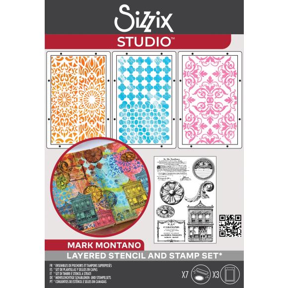 Sizzix Studio - Mark Montano - Clear Stamps and Stencils Set - Build It