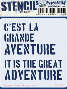 PaperArtsy Mini Stencil C'est La Grande Aventure by Sara Naumann (PM028)