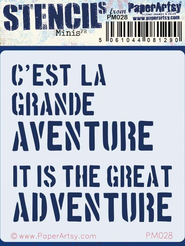 PaperArtsy Mini Stencil C'est La Grande Aventure by Sara Naumann (PM028)