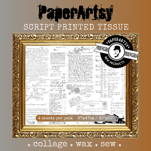 PaperArtsy Script Printed Tissue Collage Paper (PT12)