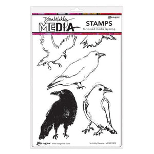 Dina wakley Media - Rubber Stamps Scribbly Ravens