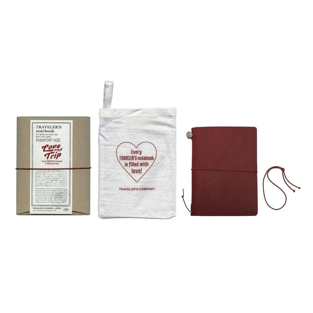 Traveler's Company Traveler's Notebook Leather Cover Love and Trip Red Passport Edition (15371-006)