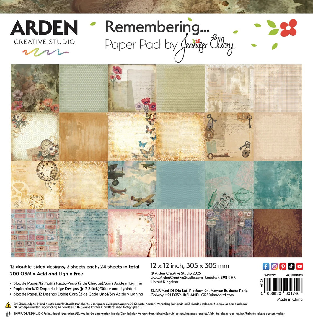 Arden Creative Studio Remembering 12in x 12in Paper Pack (ACSPP0015 )