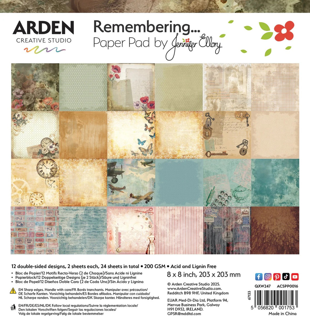 Arden Creative Studio Remembering 8in x 8in Paper Pack (ACSPP0016 )