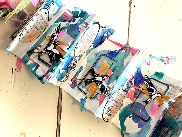 Dina Wakley - Scrappy Collage Accordian Book