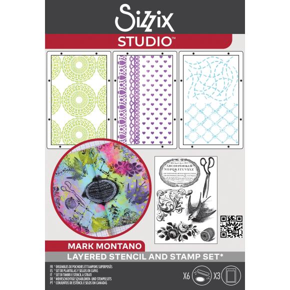 Sizzix Studio - Mark Montano - Clear Stamps and Stencils Set - Stitches