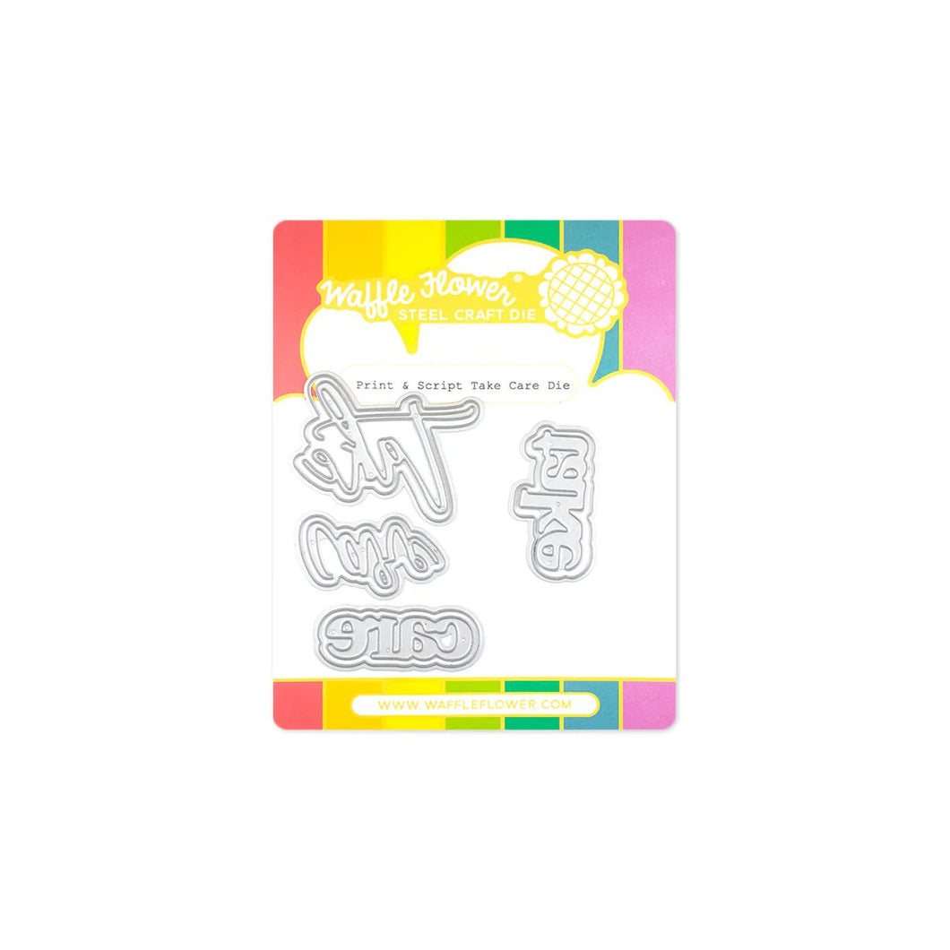 Waffle Flower Print and Script Take Care Die