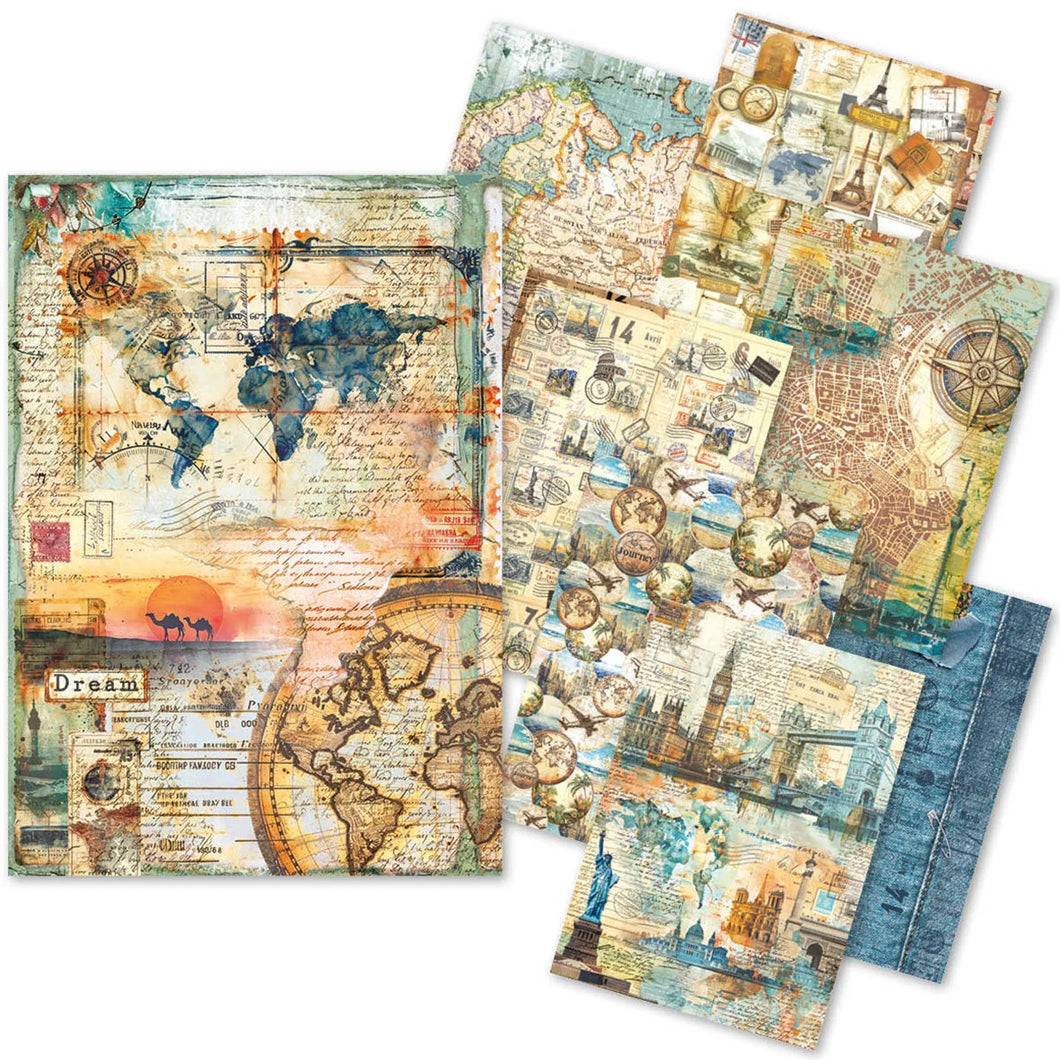 Ciao Bella Rice Paper Wanderlust A5 Mixed 8 pieces (CBRS009)
