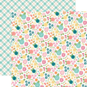 Simple Stories Hip Hop Hooray Collection 12x12 Scrapbook Paper Blossoms (12109)