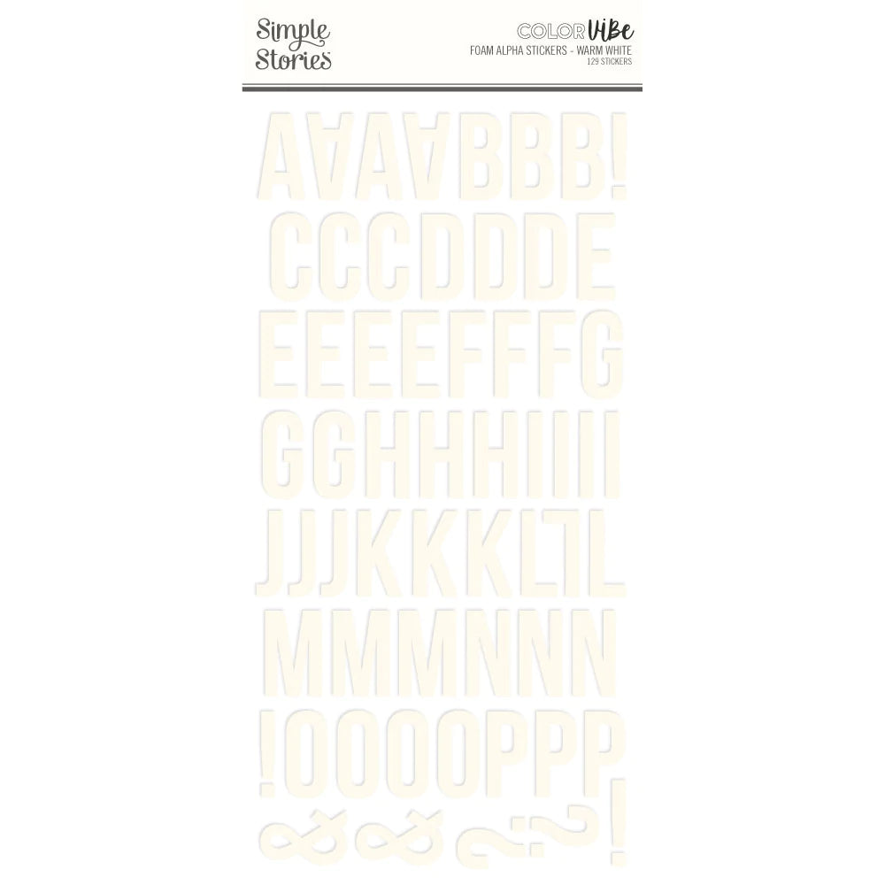 Simple Stories Color Vibe Foam Alpha Stickers Warm White (13433)