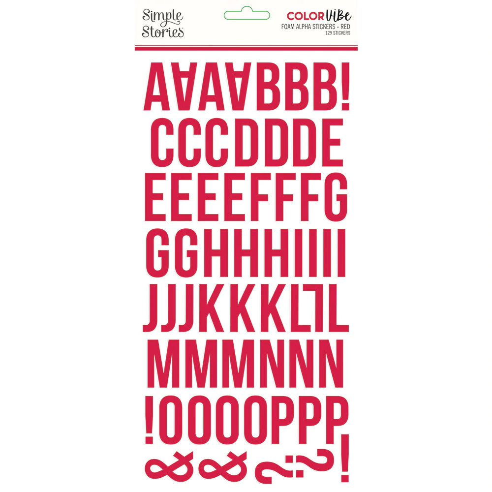 Simple Stories Color Vibe Foam Alpha Stickers Red (13434)