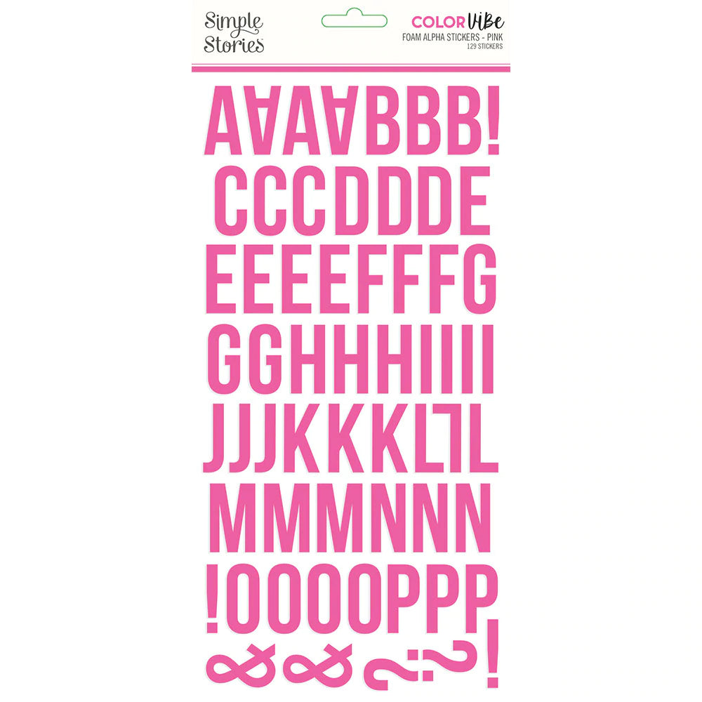 Simple Stories Color Vibe Foam Alpha Stickers Pink (13436)