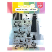 Load image into Gallery viewer, Waffle Flower Stamp-n-Stencil Set Lighthouse (WFS078)