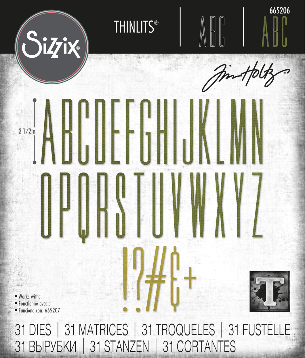 Sizzix Thinlits Die Set Alphanumeric Stretch Upper Case by Tim Holtz (665206)