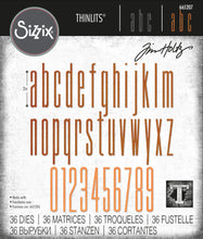 Load image into Gallery viewer, Sizzix Thinlits Die Set Alphanumeric Stretch Lower & Numbers by Tim Holtz (665207)