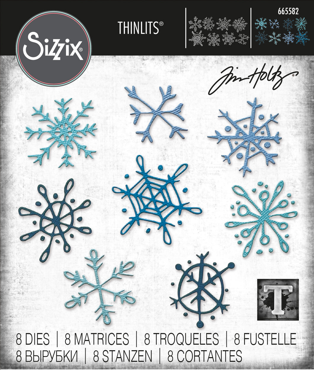 Sizzix Thinlits Dies Scribbly Snowflakes by Tim Holtz (665582)