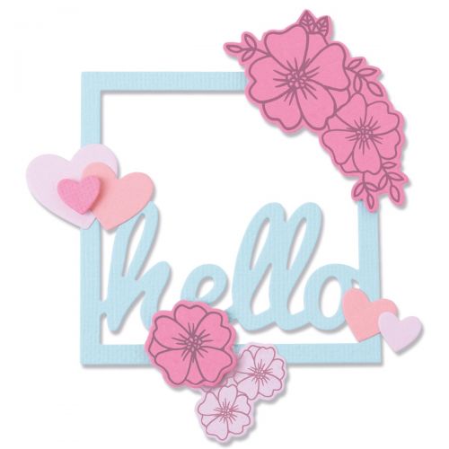Sizzix Framelits Die Set with Stamps Floral Hello (665656)