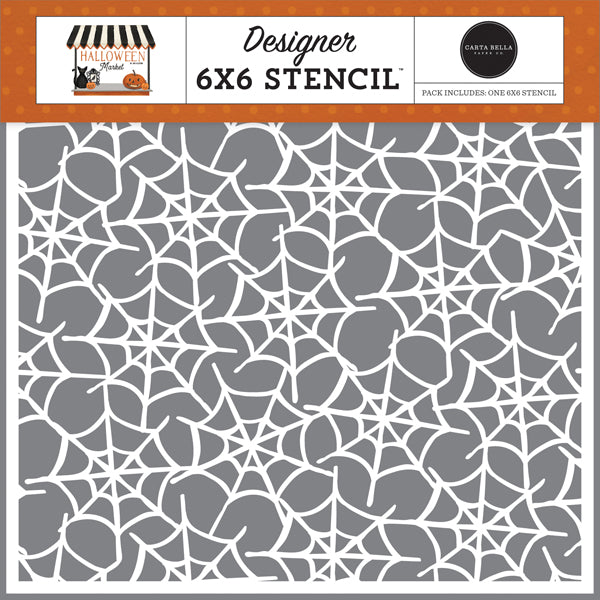 Carta Bella Paper Co. Designer 6 x 6 Stencil - Halloween Market Spooky Spiderweb Stencil (CBHM121035)