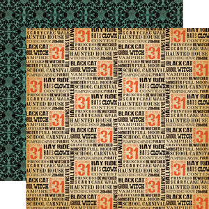 Carta Bella 12x12 Scrapbook Paper Trick or Treat Collection Halloween Words (CB-TT44011)