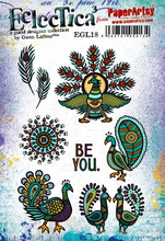 Load image into Gallery viewer, PaperArtsy Eclectica3 Rubber Stamp Set Preening Peacocks designed by Gwen Lafleur (EGL18)