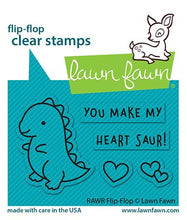 Load image into Gallery viewer, Lawn Fawn Photopolymer Clear Stamp & Die Set RAWR Flip-Flop (LF2742)