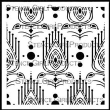 Load image into Gallery viewer, StencilGirl Products - Art Deco Peacock Feathers 6" Stencil by Gwen Lafleur (S576)