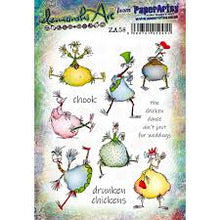 Load image into Gallery viewer, PaperArtsy Rubber Stamp Set Drunken Chickens by Elena Zinski (ZA58)