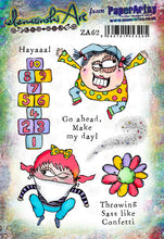 Load image into Gallery viewer, PaperArtsy Rubber Stamp Set Throwing Sass designed by ElenaZinski Art (ZA62)