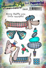 Load image into Gallery viewer, PRE-ORDER PaperArtsy Rubber Stamp Set Merry Happy Little Sausage designed by ElenaZinski Art (ZA65)