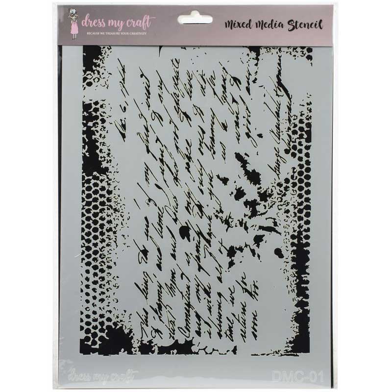 Dress My Craft Mixed Media Stencil Vintage Script (DMC-01)