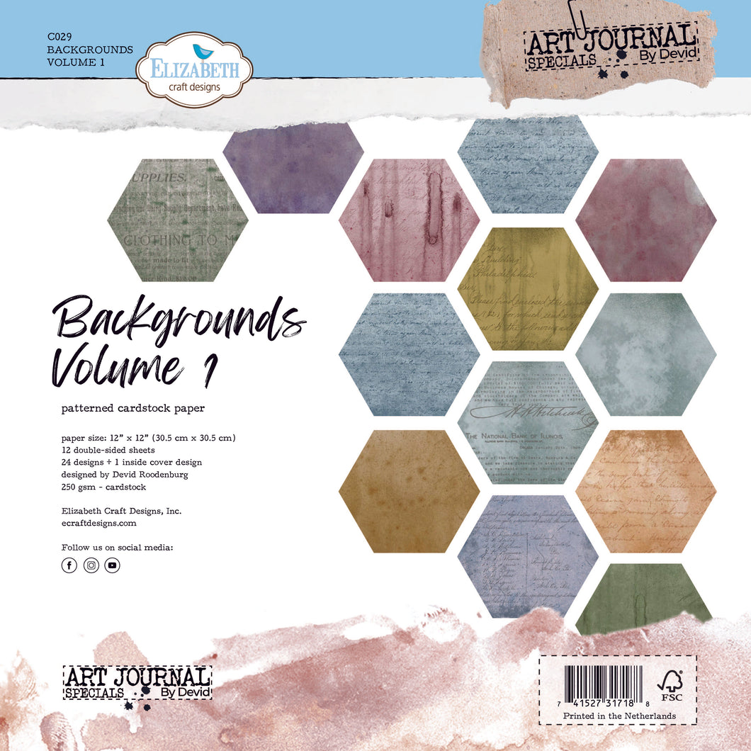 Elizabeth Craft Designs 12x12 Paper Pack Backgrounds Volume 1 (C029)